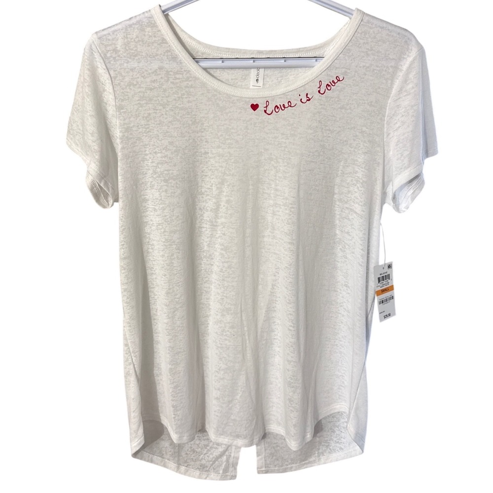 Ideology Womens Love is Love Burnout T-Shirt White Open Back Small 100085247MS
